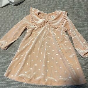 H&M Light Pink Velvet Polka Dot Dress